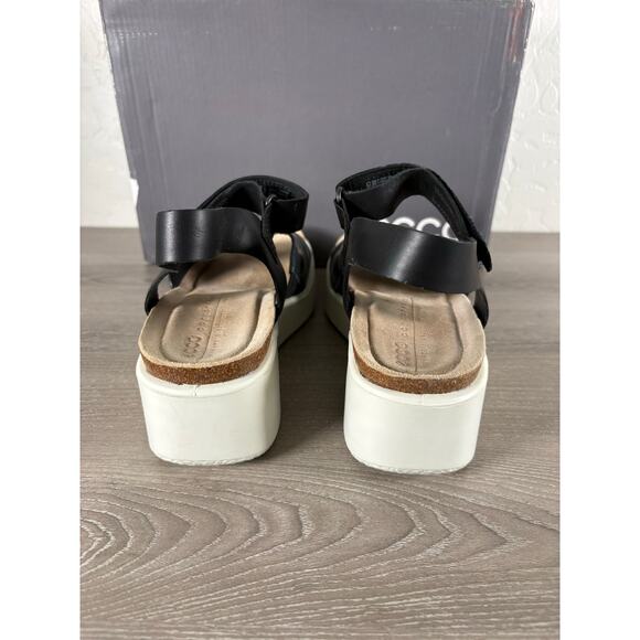 Ecco FlowT Wedge Platform Sandal- Black White Women's Size 38 US 7-7.5- NIB - Picture 6 of 8